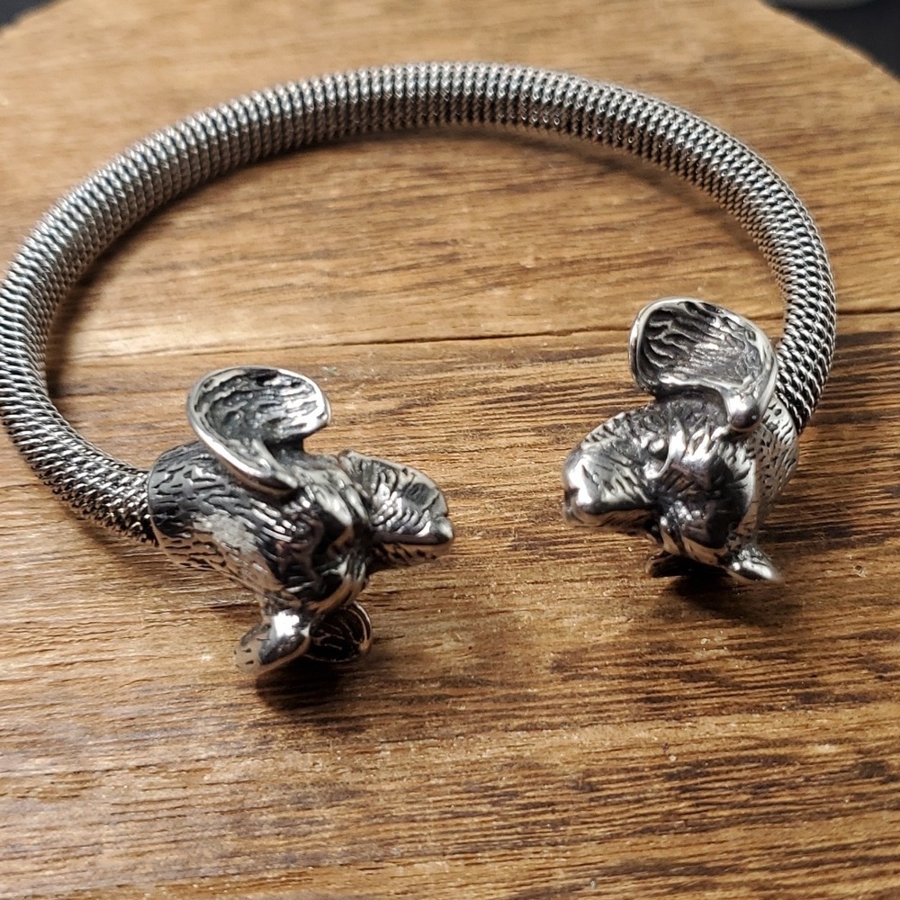 B3205 sterling silver‎ dog heirloom cuff bracelet